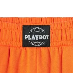 Women's Orange Sweat Shorts -Playboy Clothing PB WOMENS ORANGE SWEATSHORTS ORANGE 004
