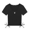 Women's Active Square Neck Crop Top -Playboy Clothing PLAYBOY ACTIVE RECYCLED SQUARE NECK SS TOP BLACK 01