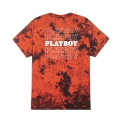Repeating Masthead Tie Dye T-Shirt Orange Black