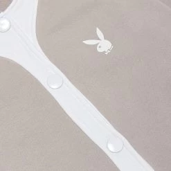 Women's Bunny Bomber Jacket -Playboy Clothing PLAYBOY PACSUN BROWN WHITE BUTTON UP JACKET 03