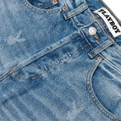 Men's Medium Wash Vintage Denim Pants 8 Men's Medium Wash Vintage Denim Pants -Playboy Clothing PLAYBOY PACSUN JEANS FADED BUNNY 03