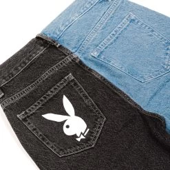 Women's Two-Tone Ultra High Rise Denim Pants -Playboy Clothing PLAYBOY PACSUN TWO TONE JEANS BLACK BLUE 03 dcf90249 c0ae 47b3 b9e4 46df48cec46f
