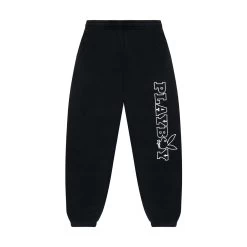Women's Basic Boyfriend Sweatpants -Playboy Clothing PLAYBOY PACSUN WOMENS MASTHEAD LOGO SWEATPANTS BLACK 01