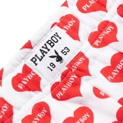 Women's Heart Lounge Boxer Shorts -Playboy Clothing PLAYBOY PB LOUNGE BOXER RED WHITE 03