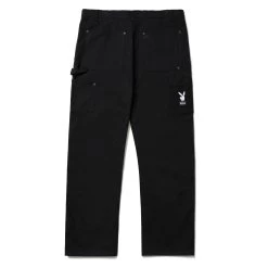 Playboy X HUF VVS Rabbit Head Pant -Playboy Clothing PLAYBOY VVS DOUBLE KNEE PANT BLACK PT00249 BLACK 04