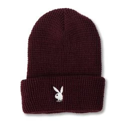 Rabbit Head Waffle Cuffed Beanie -Playboy Clothing PLAYBOY BEANIE 10A