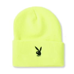 Rabbit Head Cuffed Knit Beanie 10 Rabbit Head Cuffed Knit Beanie -Playboy Clothing PLAYBOY BEANIE 1A