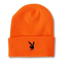 Rabbit Head Cuffed Knit Beanie 9 Rabbit Head Cuffed Knit Beanie -Playboy Clothing PLAYBOY BEANIE 4A