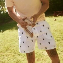 Repeating Rabbit Head Lounge Shorts -Playboy Clothing PLAYBOY SUMMER22 LOOK 13 2793 2880px