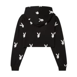 Playboy Clothing -Playboy Clothing Playboy AOP Crop Hoody Black 02 c34a5710 b480 420b 8dd2 620d461c7518