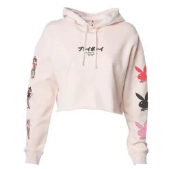 Tokyo Club Bunny Cropped Hoodie Blush