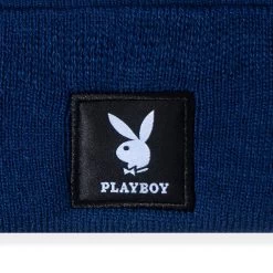 Knit Beanie With Logo Patch -Playboy Clothing Playboy Knit Beanie with Logo Patch Cobalt 03