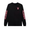 Playboy Masthead & Rabbit Head Long Sleeve -Playboy Clothing Playboy Logo Black Longsleeve 0