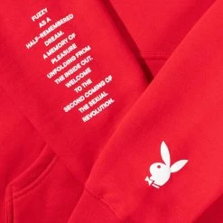 Pleasure For All Hoodie -Playboy Clothing Playboy Logo Hood Sweatshirt Red 2