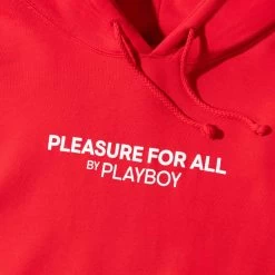 Pleasure For All Hoodie -Playboy Clothing Playboy Logo Hood Sweatshirt Red 3