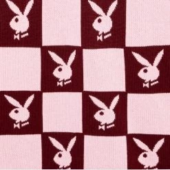 Women's Checkerboard Dress -Playboy Clothing Playboy MG Checkerboard Dress Burgundy 03