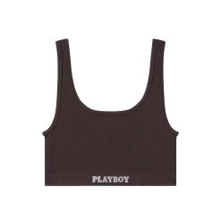 Women's Sports Bra -Playboy Clothing Playboy PacSun Womens Sports Bra Chocolate 01