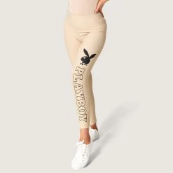 Women's Rabbit Head Legging -Playboy Clothing Playboy Womens Leggings Tan 1973 e3d77770 2280 43fd b693 3dee7cd8aa5f