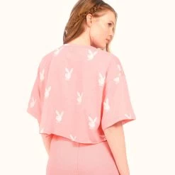 Logo Cropped T-Shirt -Playboy Clothing PlayboyMissguidedLogoCroppedT Shirt Pink 04 17e54340 1909 4d8c a6c9 b0583413f753