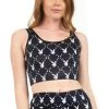 Rabbit Head Cropped Racer Tank -Playboy Clothing PlayboyMissguidedRabbitHeadCroppedRacerTank Black 01