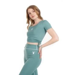 Women's Active Square Neck Crop Top -Playboy Clothing PlayboyWomen sActiveSquareNeckCropTop Green 02 bec49dd1 ad75 4f9f 9700 7b5b72cc7ae5