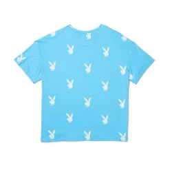 Women's All Over Bunny Tee -Playboy Clothing Playboy APO T Shirt Blue 02
