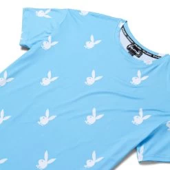 Women's All Over Bunny Tee -Playboy Clothing Playboy APO T Shirt Blue 03