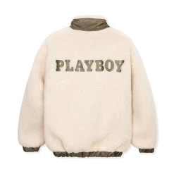 Playboy Clothing -Playboy Clothing Playboy Branded Borg Patch Jacket Stone 02 2342ce69 c369 41c2 a1ac 6544556f95c6