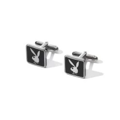 Men's Rabbit Head Cufflinks Silver -Playboy Clothing Playboy Bunny Cuff Silver 003