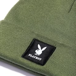 Knit Beanie With Logo Patch -Playboy Clothing Playboy Cuff Beanie green 4 17b3c12b 5b0d 4e07 9711 284ba213b2eb