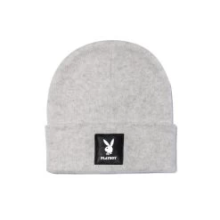 Knit Beanie With Logo Patch -Playboy Clothing Playboy Cuff Beanie grey 1