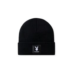 Knit Beanie With Logo Patch -Playboy Clothing Playboy Knit beanie Black 01