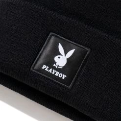Knit Beanie With Logo Patch -Playboy Clothing Playboy Knit beanie Black 03