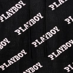 Women's Playboy Masthead Intarsia Knit Hoodie -Playboy Clothing Playboy MG Intarsia Knitted Co ord Hoodie Black 03