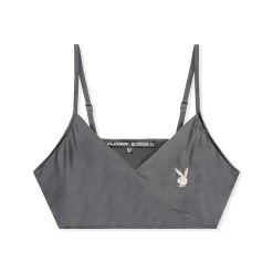 Women's Lounge Satin Cami & Short Set - Grey -Playboy Clothing Playboy MG Lounge Satin Cami Short Set Grey 01