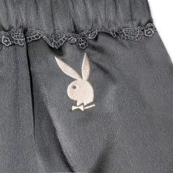 Women's Lounge Satin Cami & Short Set - Grey -Playboy Clothing Playboy MG Lounge Satin Cami Short Set Grey 06