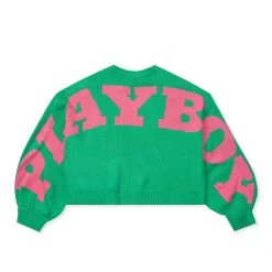 Women's Back Graphic Oversized Knit Sweater 15 Women's Back Graphic Oversized Knit Sweater -Playboy Clothing Playboy MG Masthead Sweater Green 02 6f7cbf50 120f 42db a15b c296e1700c60