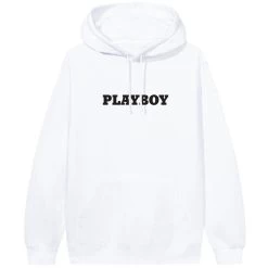 Masthead Hoodie -Playboy Clothing Playboy Masthead Men Hoodie White