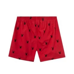 Repeating Rabbit Head Lounge Shorts -Playboy Clothing Playboy MavrickBoxerShorts RedBlack 2