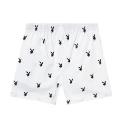 Repeating Rabbit Head Lounge Shorts -Playboy Clothing Playboy MavrickBoxerShorts WhiteBlack 2