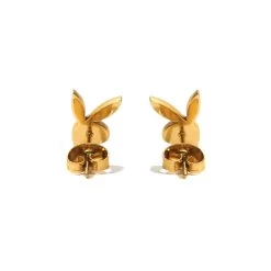 Bunny Stud Earrings -Playboy Clothing Playboy Precious Bunny StudEarrings Gold 003