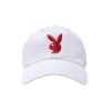 '47 Brand Adjustable Dad Hat -Playboy Clothing Playboy RabbitHead DadHat White Red 01 1 24489acd c46f 4124 a670 7f4e306263ff