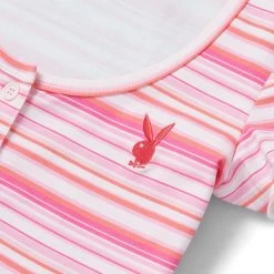 Playboy Clothing -Playboy Clothing Playboy Womens Crush Stripe Scoop Tee Pink 03