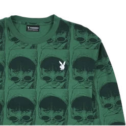 Playboy X Pleasures Playmate Heavyweight Long Sleeve -Playboy Clothing PlayboyxPleasuresPlaymateHeavyweightLongSleeve GREEN