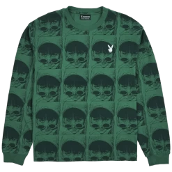 Playboy X Pleasures Playmate Heavyweight Long Sleeve -Playboy Clothing PlayboyxPleasuresPlaymateHeavyweightLongSleeve Green Front