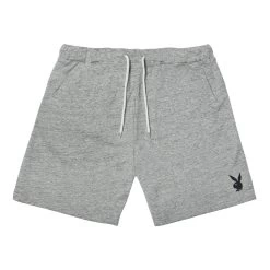 Men's Rabbit Head Sweat Shorts -Playboy Clothing Rabbit Head Sweatshorts Heather Gray 0