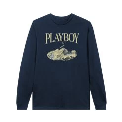 Ski Long Sleeve Feat. Holly Cook From Girls Of Winter 1984 -Playboy Clothing SKIPBHOLLY NAVYLS FRONT