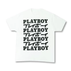 Playboy Kanji Masthead White Logo Tee