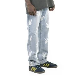 Playboy X Pleasures Scatter Denim Pants -Playboy Clothing scatter denim blue 03 6a4998a3 f0dd 4559 a109 83de6ac990e3